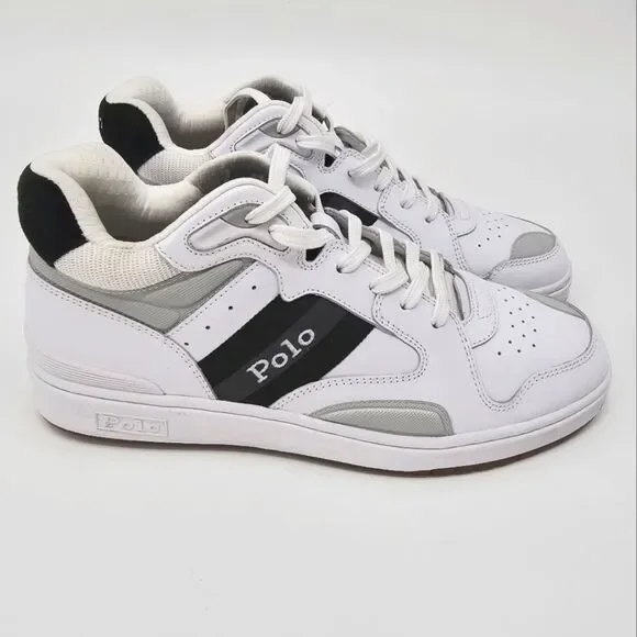 Polo Ralph Lauren Men's Court Mid Pro Leather Chunky White Sneakers Size 10.5